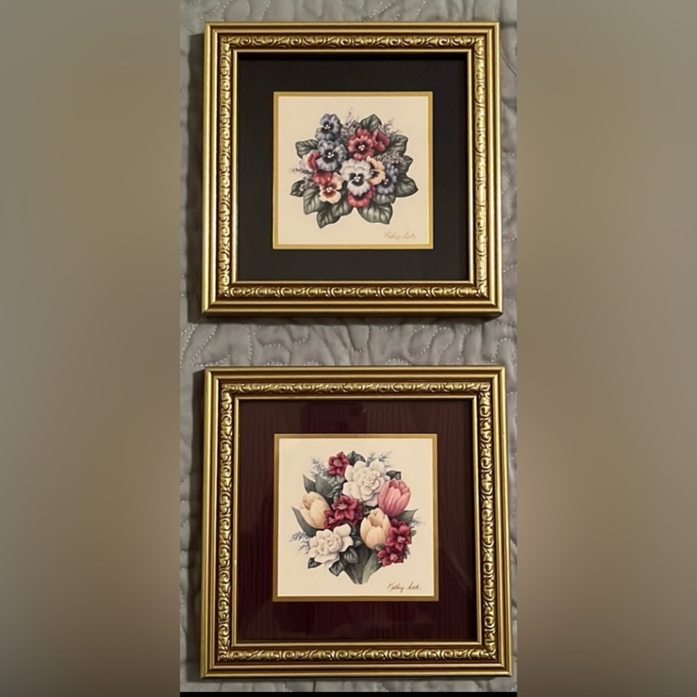 Gold plated framed flowers
